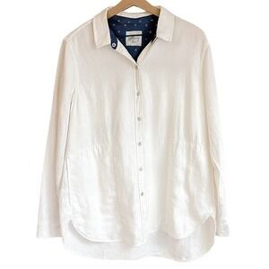 Jachs Girlfriend New York White Button Up Shacket Shirt Long Sleeve Size L